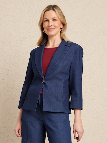 3/4 Sleeve Denim Blazer                                                                                                         
