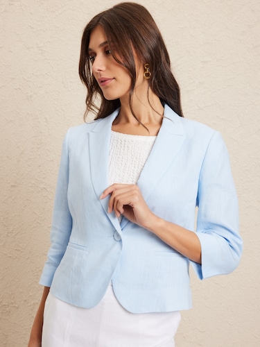Short Linen Blazer                                                                                                              