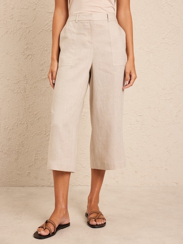Patch Pocket Linen Culotte                                                                                                      
