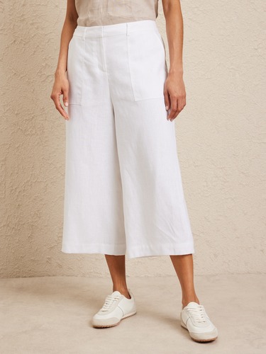 Patch Pocket Linen Culotte                                                                                                      