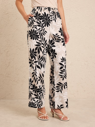 Linen Drawstring Print Pant                                                                                                     