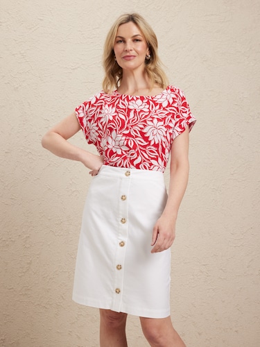 Oxford Button Through Skirt                                                                                                     