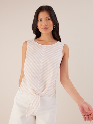Tie Front Linen Top                                                                                                             