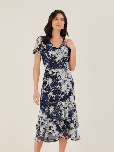 Tiered Mesh Midi Dress                                                                                                          