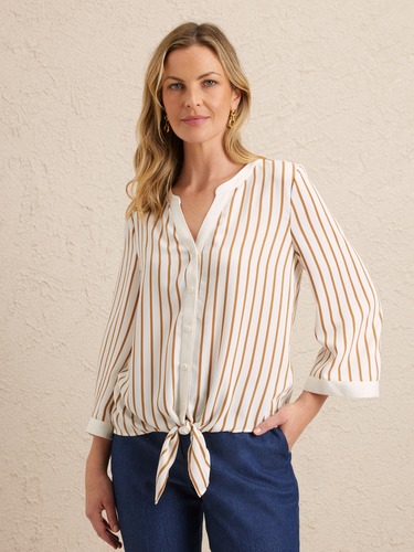 Rosalie Stripe Tie Front Shirt                                                                                                  