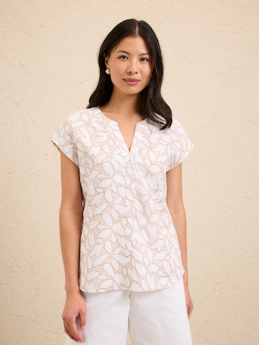 Notch Yoke Linen Top                                                                                                            