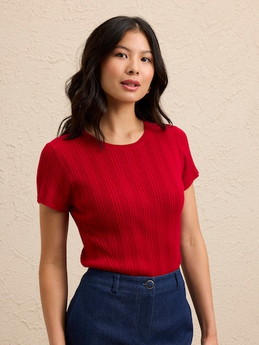 Carry Rib Panel Knit Top                                                                                                        