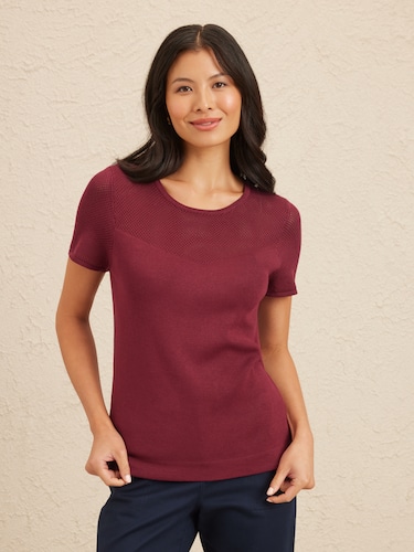 Selena Yoke Knit Top                                                                                                            