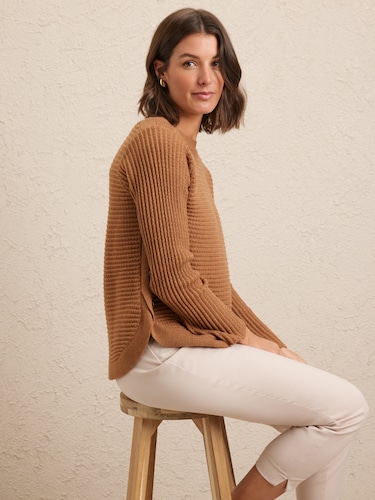 Sally Curve Buttoned Hem Jumper                                                                                                 