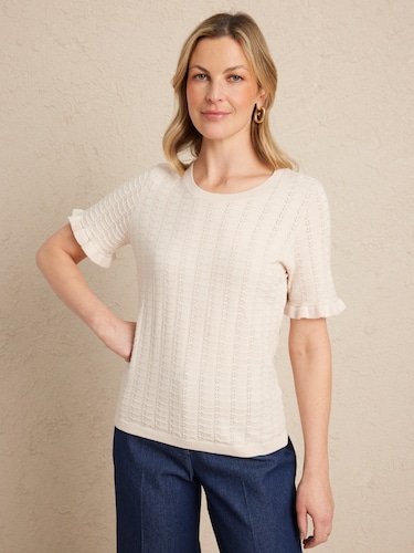 Tamsen Frill Sleeve Knit Top                                                                                                    