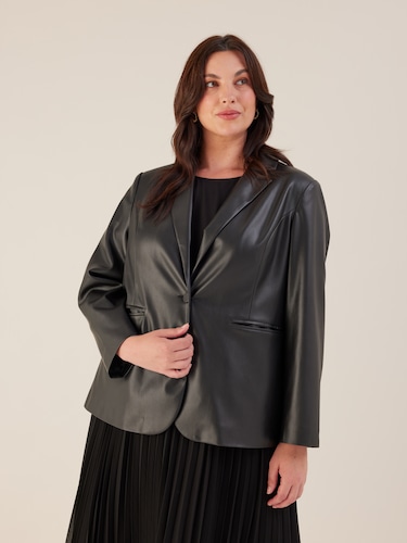 Curve Cecile Faux Leather Blazer                                                                                                