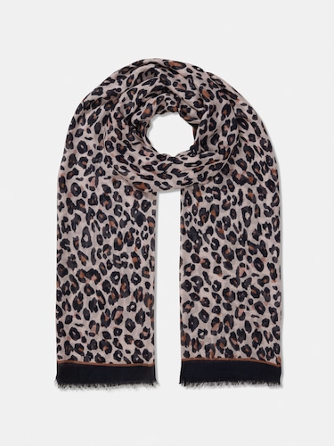 Neutral Leopard Viscose Scarf                                                                                                   