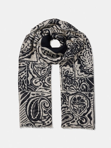 Stamped Border Viscose Scarf                                                                                                    