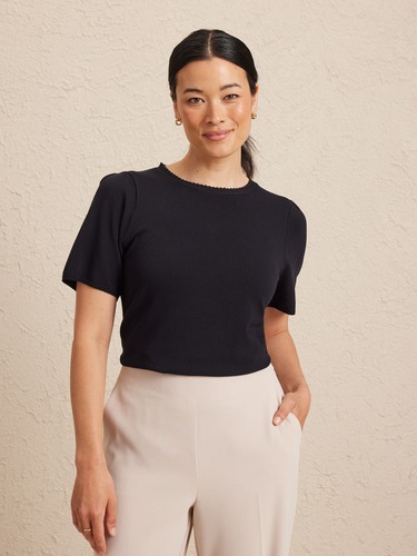 Simi Scallop Neck Knit Top                                                                                                      