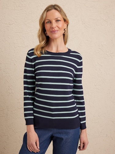 3/4 Sabrina Scallop Trim Jumper                                                                                                 