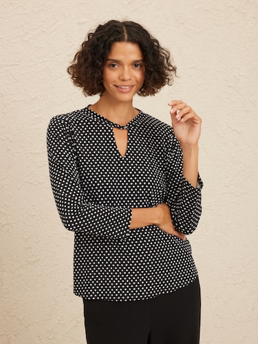 3/4 Pina Twist Neck Jersey Top                                                                                                  