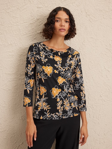 3/4 Cori Cowl Neck Jersey Top                                                                                                   