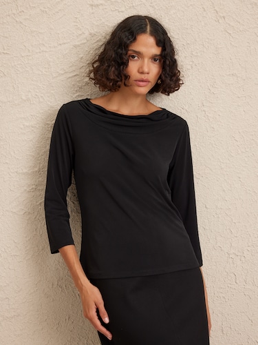 3/4 Cori Cowl Neck Jersey Top                                                                                                   