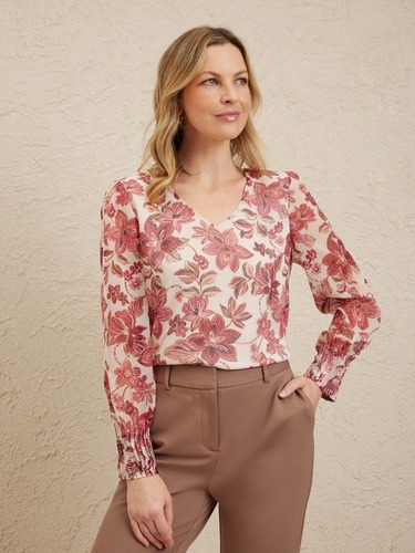 Toni Long Sleeve Tuck Sleeve Blouse                                                                                             