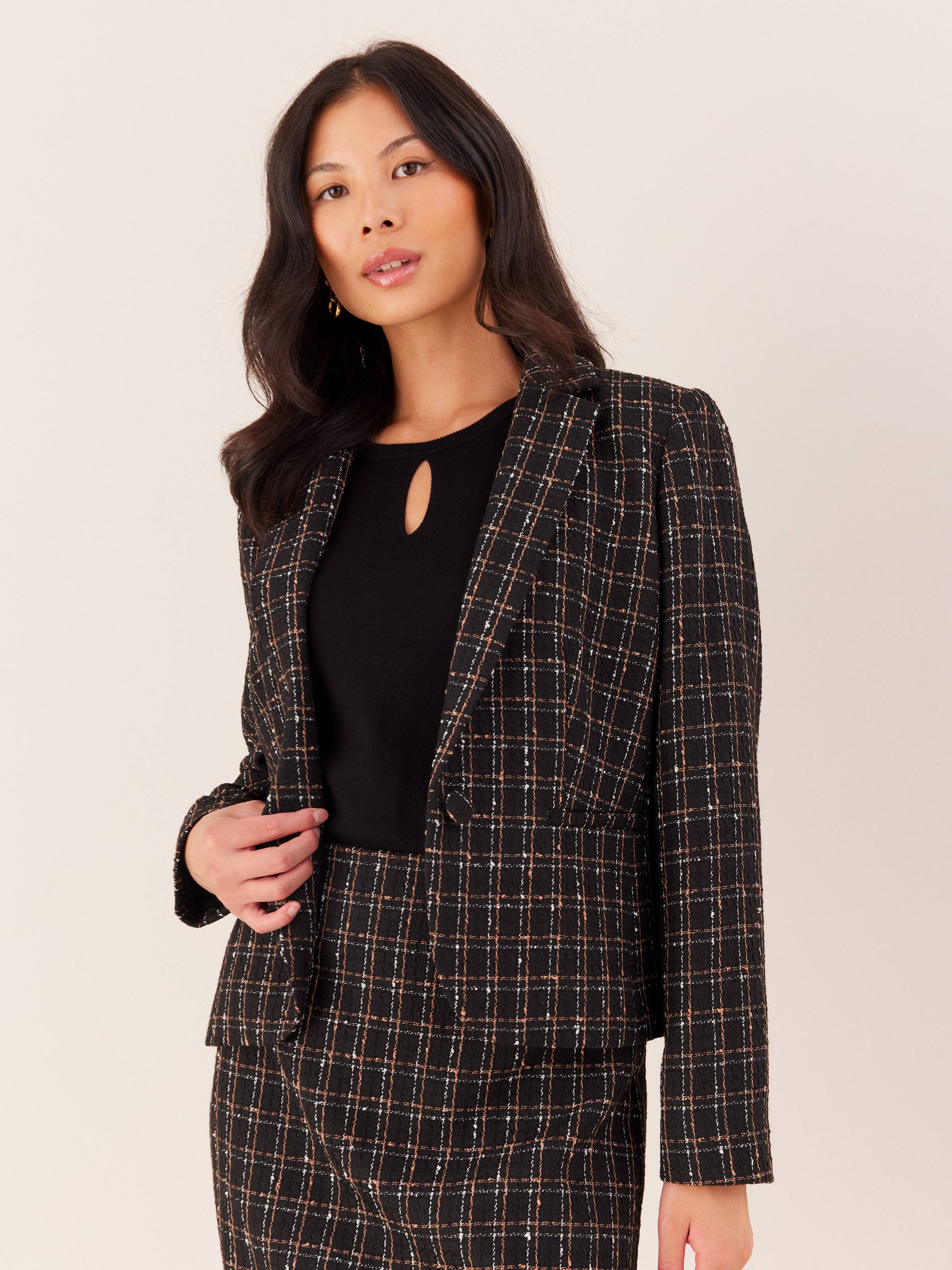 Window Pane Check Textured Jacket - JacquiE Online