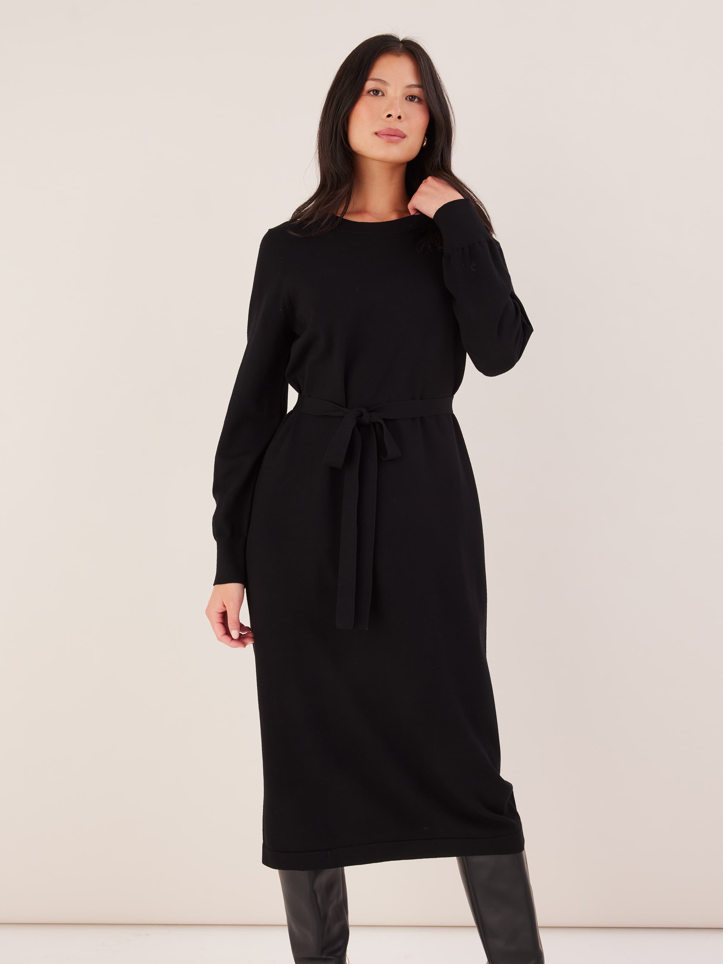 Knitted Tunic Dress Black - JacquiE Online