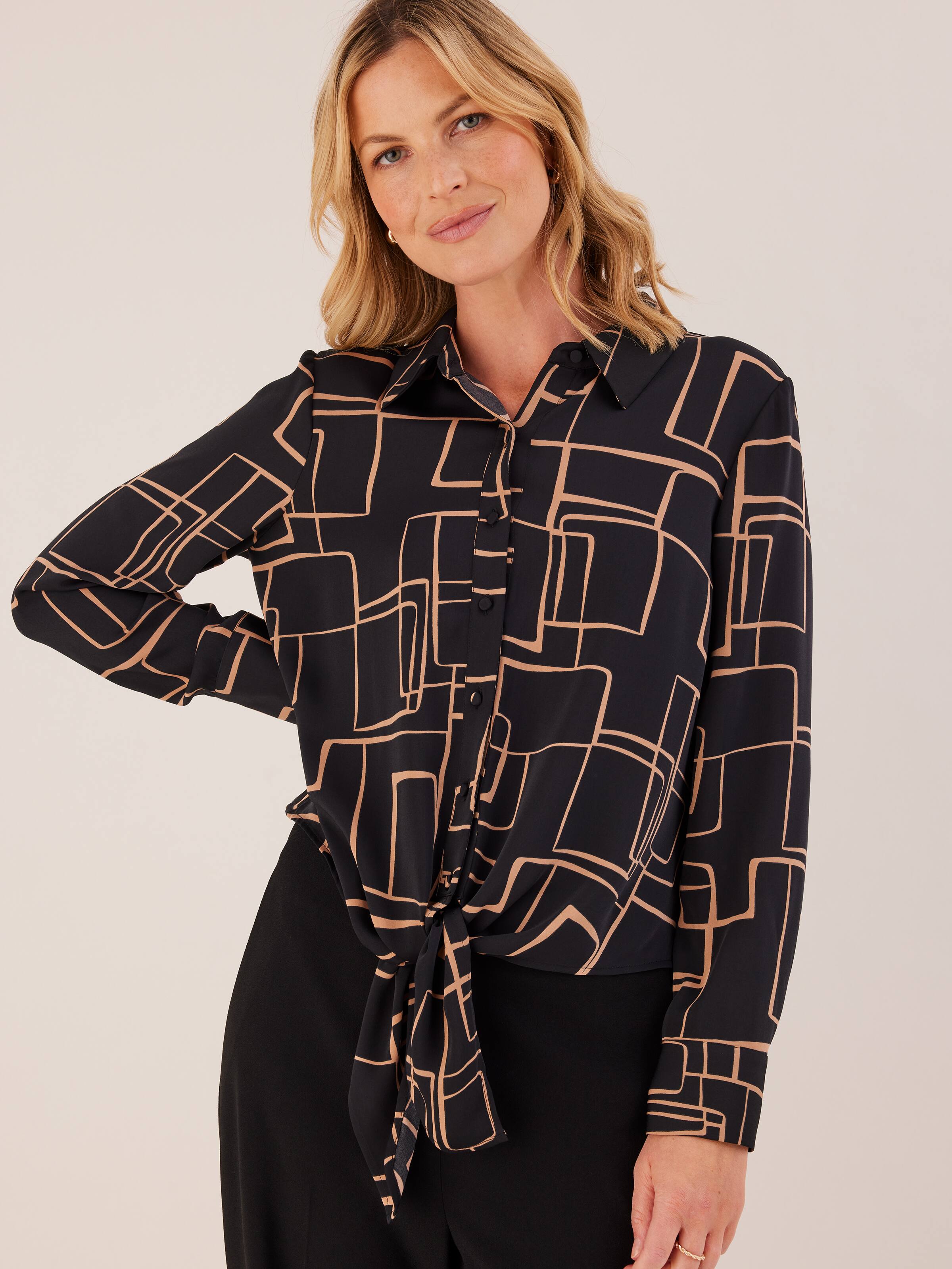Liberte - Winnie Vneck Blouse 22358 - Jacquard Blue