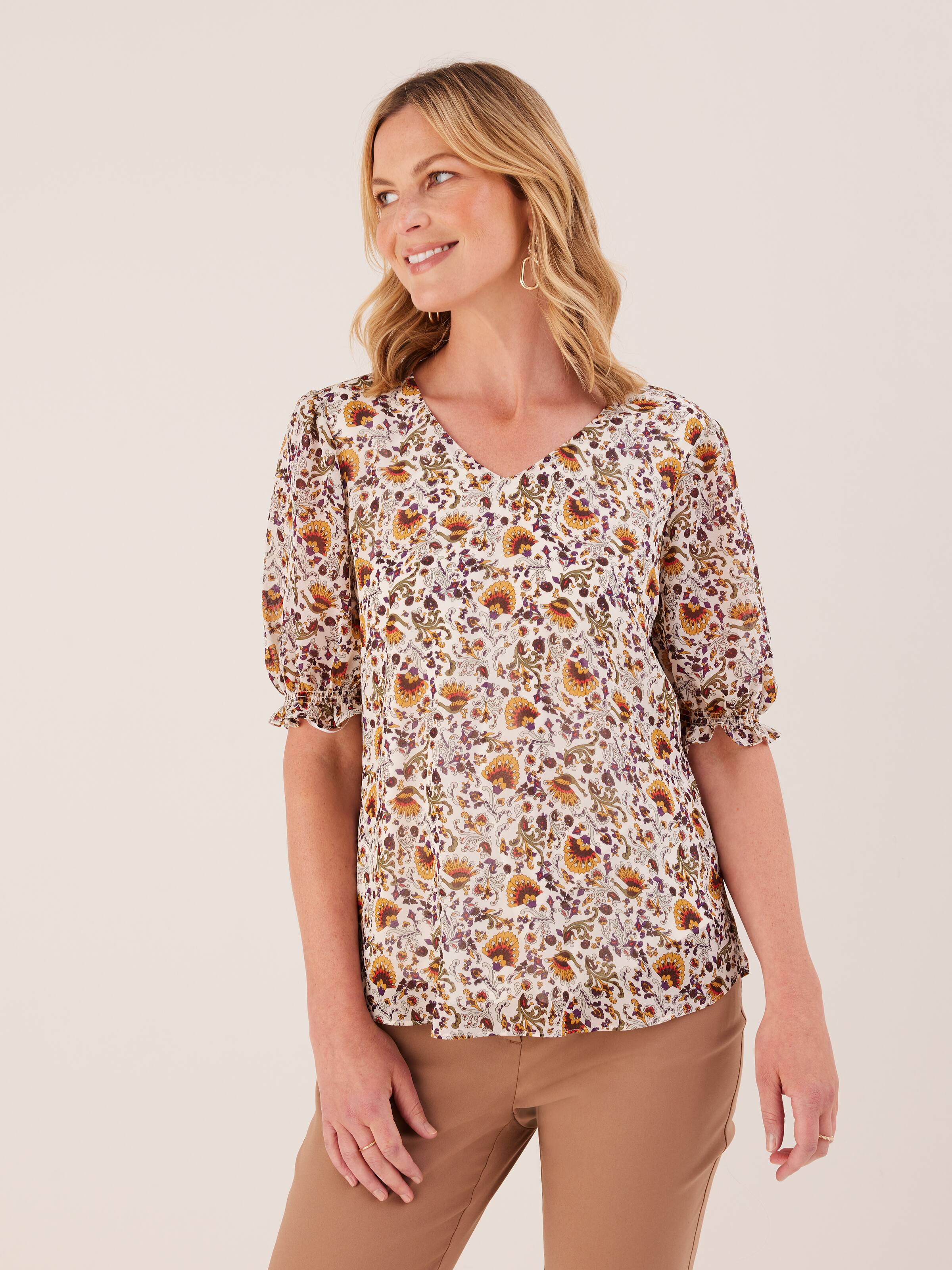 Tunique / Blouse JAD Taille 46 - Couleur Bleu Et Blanc, En Viscose, Occasion Très Bon État - Pour Femme